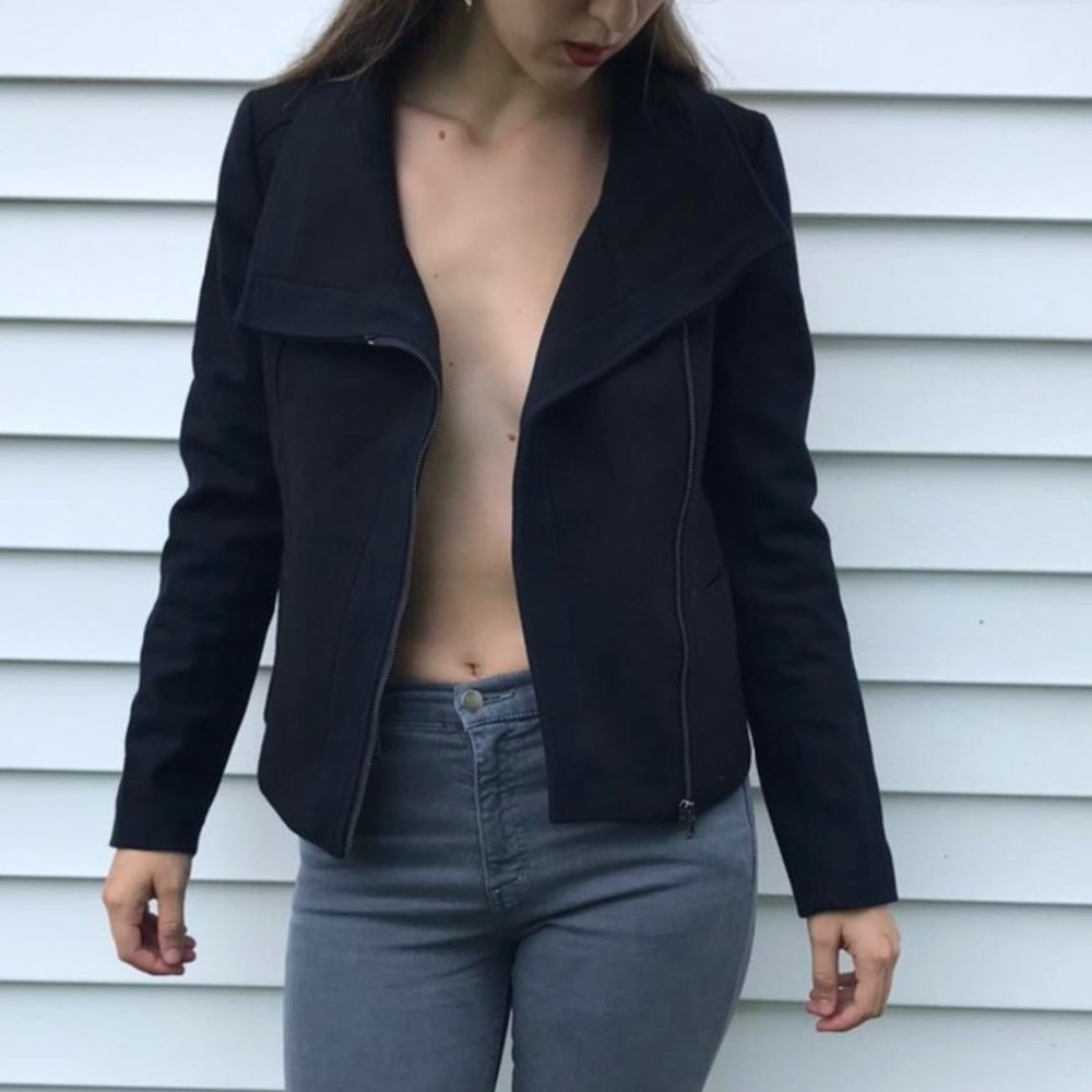 Ann Taylor Wool Two Tone Motorcycle Jacket
